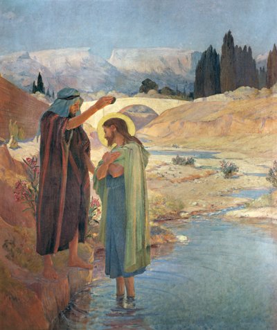 Il battesimo di Cristo nelle acque del Giordano, 1917 da Frederic Montenard